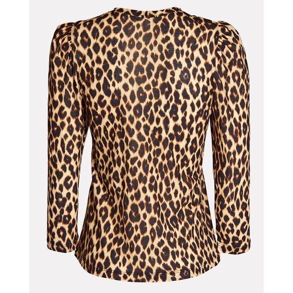 A.L.C. Karlie Leopard Print Puff-Sleeve T-Shirt‎ Size XS New with Tags - Picture 4 of 9